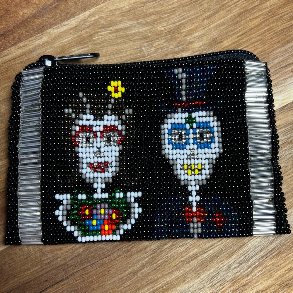 Dia De Los Muertos Hand Beaded Coin Purse NWOT